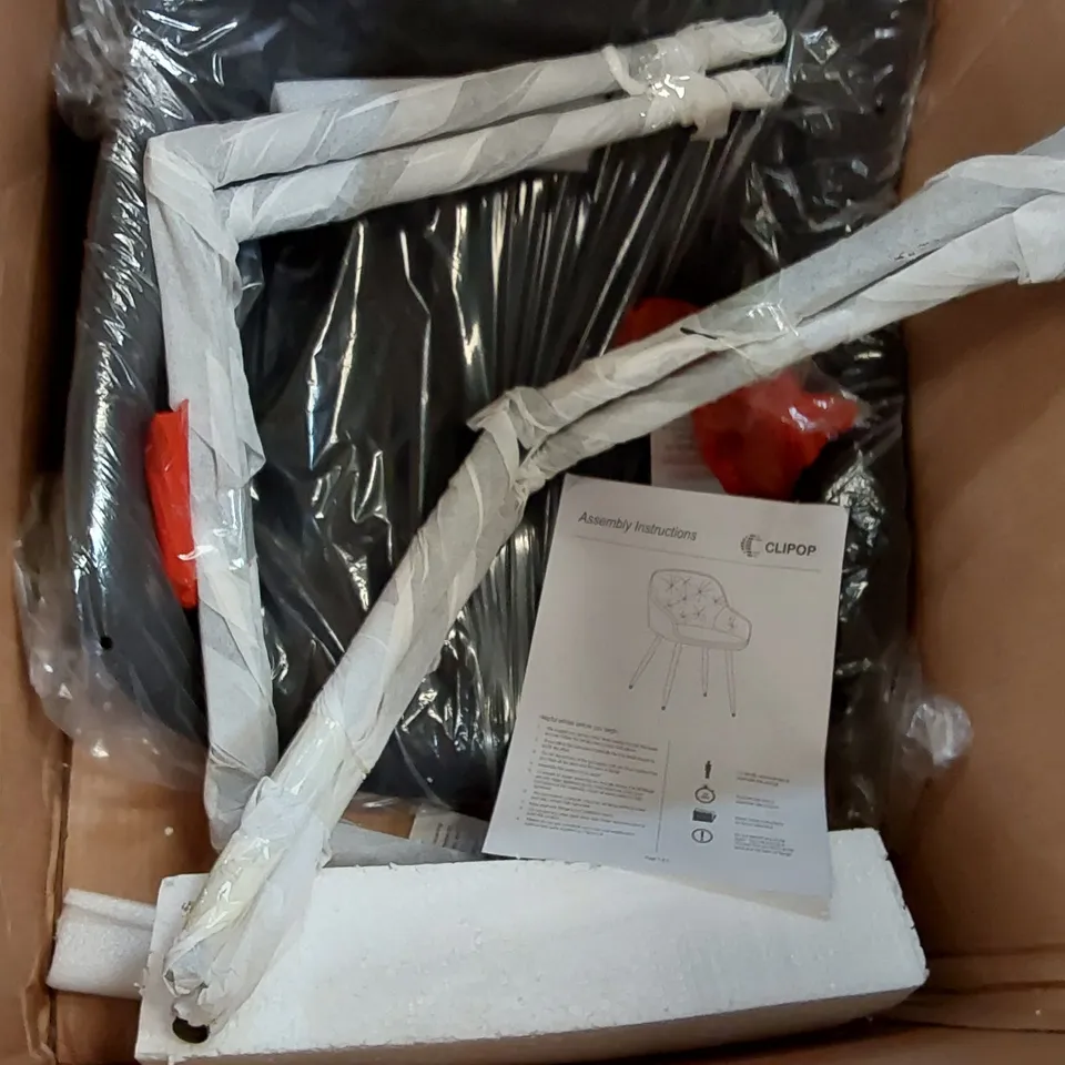 BOXED SET OF 2 DESIGNER BLACK VELVET CHAIR (1 BOX)