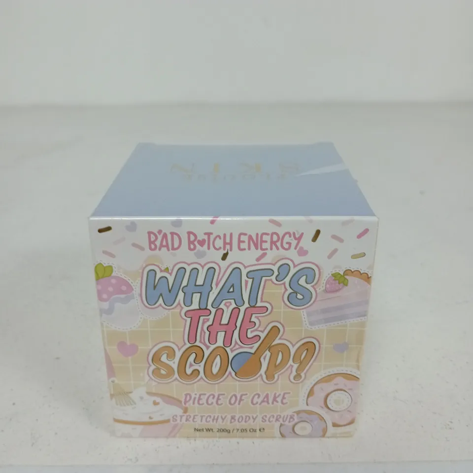 SEALED PLOUISE BAD BITCH ENERGY WHAT'S THE SCOOP? PIECE OF CAKE STRETCHY BODY SCRUB 200G