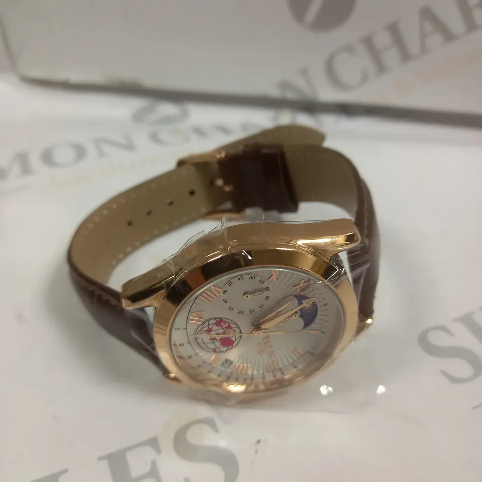 MENS TALIS CO 7120 CHRONOGRAPH WATCH – MOON PHASE MOVEMENT – GENUINE LEATHER STRAP