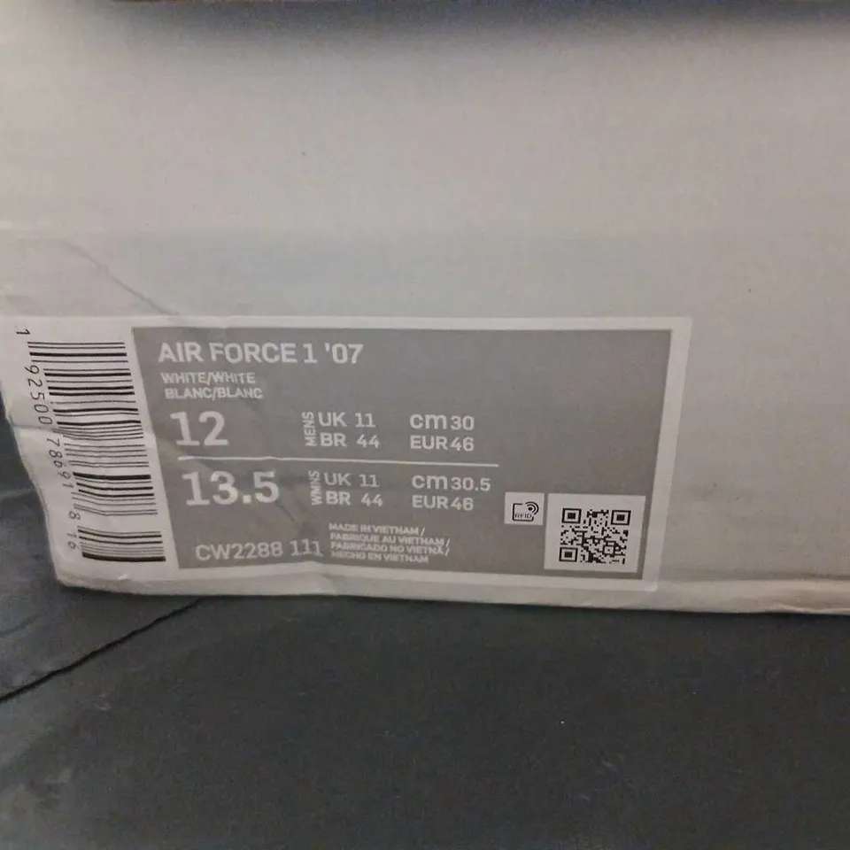  NIKE AIR FORCE 1 '07 WHITE/WHITE - UK 11 (US 12) MEN'S SNEAKERS