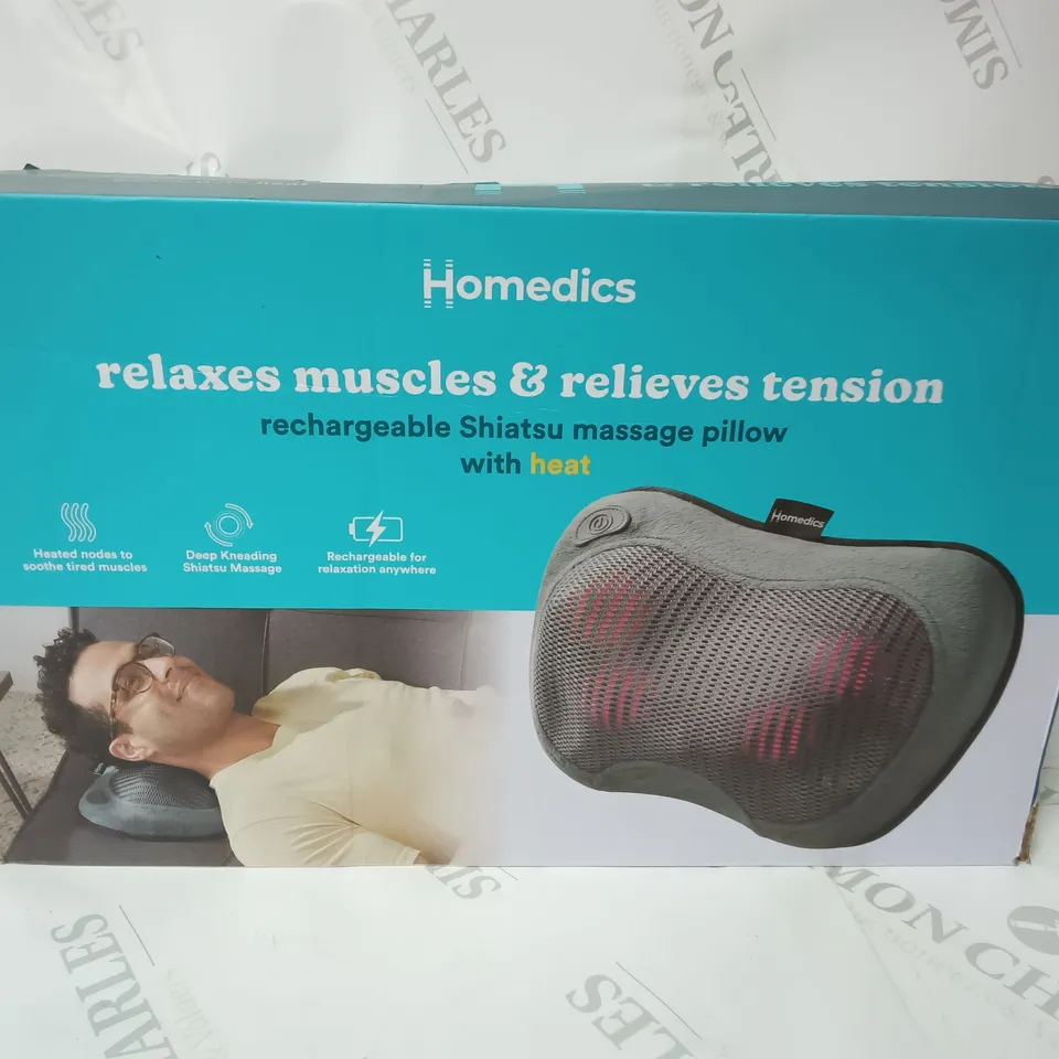 BOXED HOMEDICS RECHARGEABLE SHIATSU MASSAGE PILLOW