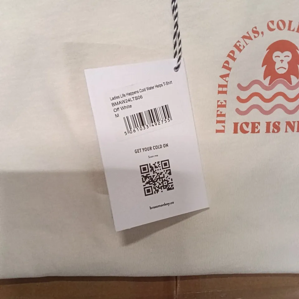 BRAND NEW BOX OF BRASS MONKEY T-SHIRTS - OFF WHITE SIZE MEDIUM APPROXIMATELY 24