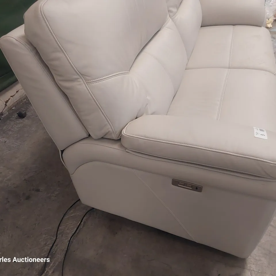 QUALITY BRITISH DESIGNER G PLAN SEATTLE POWER RECLINING THREE SEATER SOFA OXFORD CHALK LEATHER 