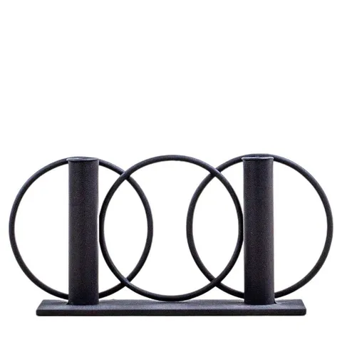 BOXED YARA CANDLESTICK X2 METAL BLACK 300mm X 80mm X 140mm (1 BOX)