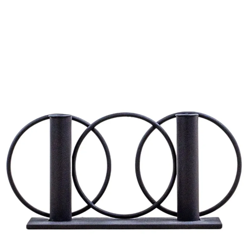 BOXED YARA CANDLESTICK X2 METAL BLACK 300mm X 80mm X 140mm (1 BOX)