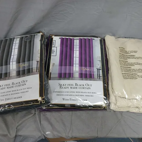 BOX OF APPROXIMATELY 5 ASSORTED CURTAINS IN VARIOUS COLOURS, STYLES AND SIZES