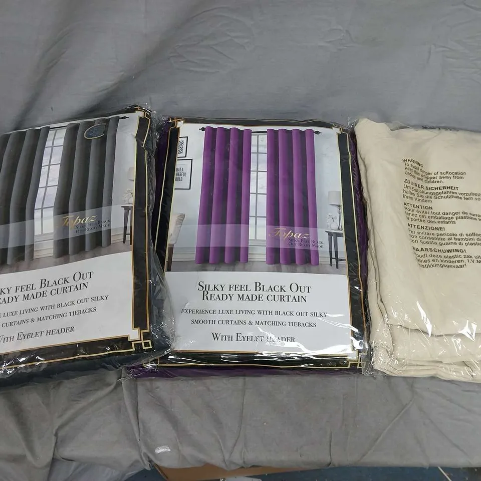 BOX OF APPROXIMATELY 5 ASSORTED CURTAINS IN VARIOUS COLOURS, STYLES AND SIZES