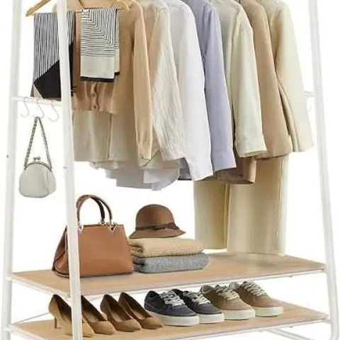 BOXED VASAGLE RGR112W09 OAK/CREAM WHITE CLOTHES RACK 100 x 160cm