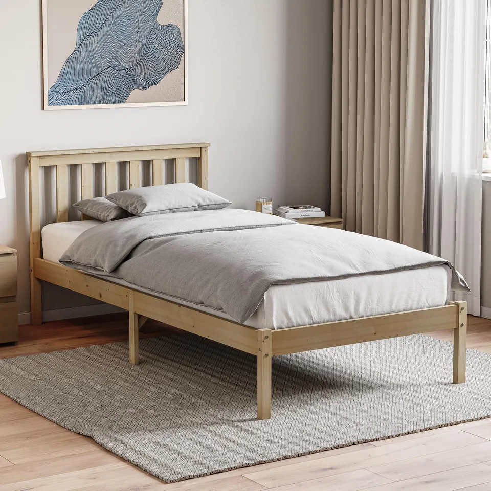 BOXED VIDA DESIGNS MILAN BED FRAME - PINE, SINGLE (1 BOX)