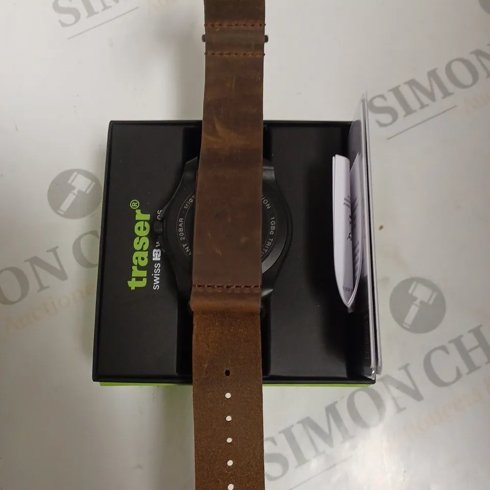 BOXED TRASER GENUINE LEATHER STRAP WATCH BROWN