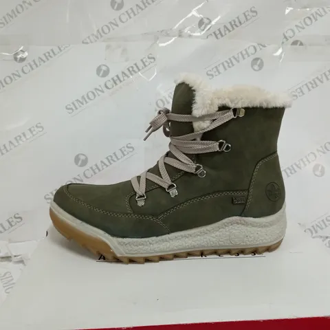 BOXED RIEKER WARM HIKING BOOTS, KHAKI - SIZE  8