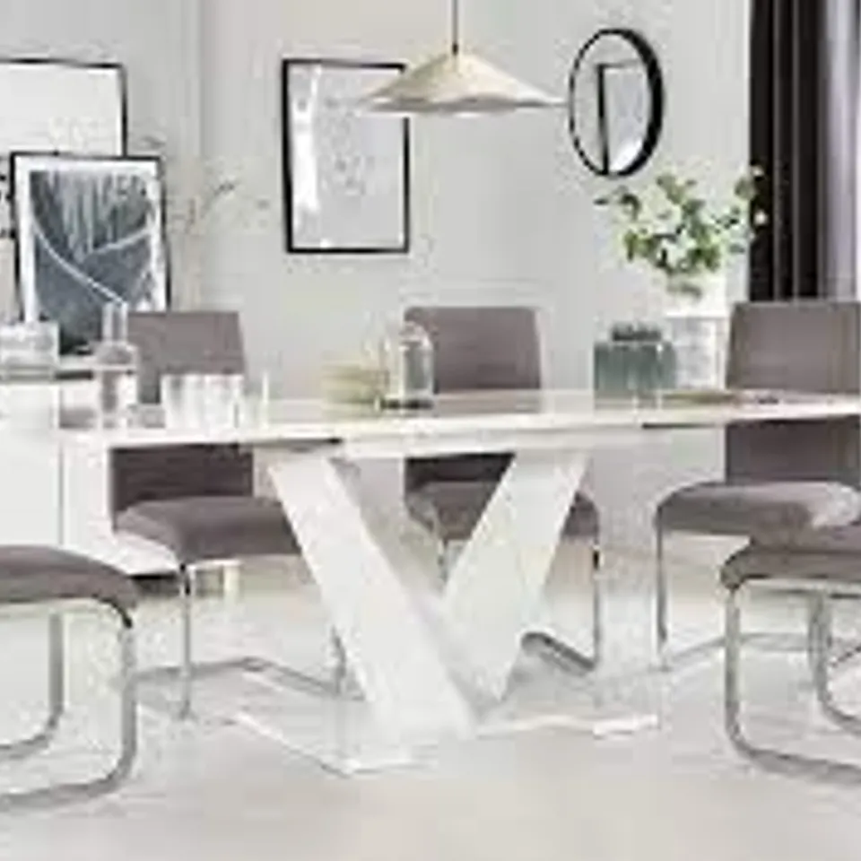 BOXED TURIN WHITE HIGH GLOSS 160-200CM EXTENDING DINING TABLE (4 BOXES)