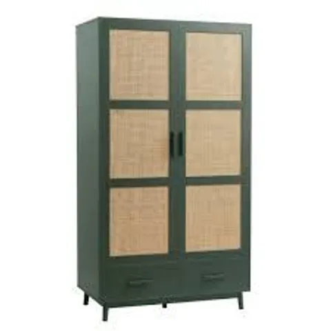 BOXED DUSK ISLA 2 DOOR WARDROBE WITH 2 DRAWERS - FOREST GREEN (2 BOXES)