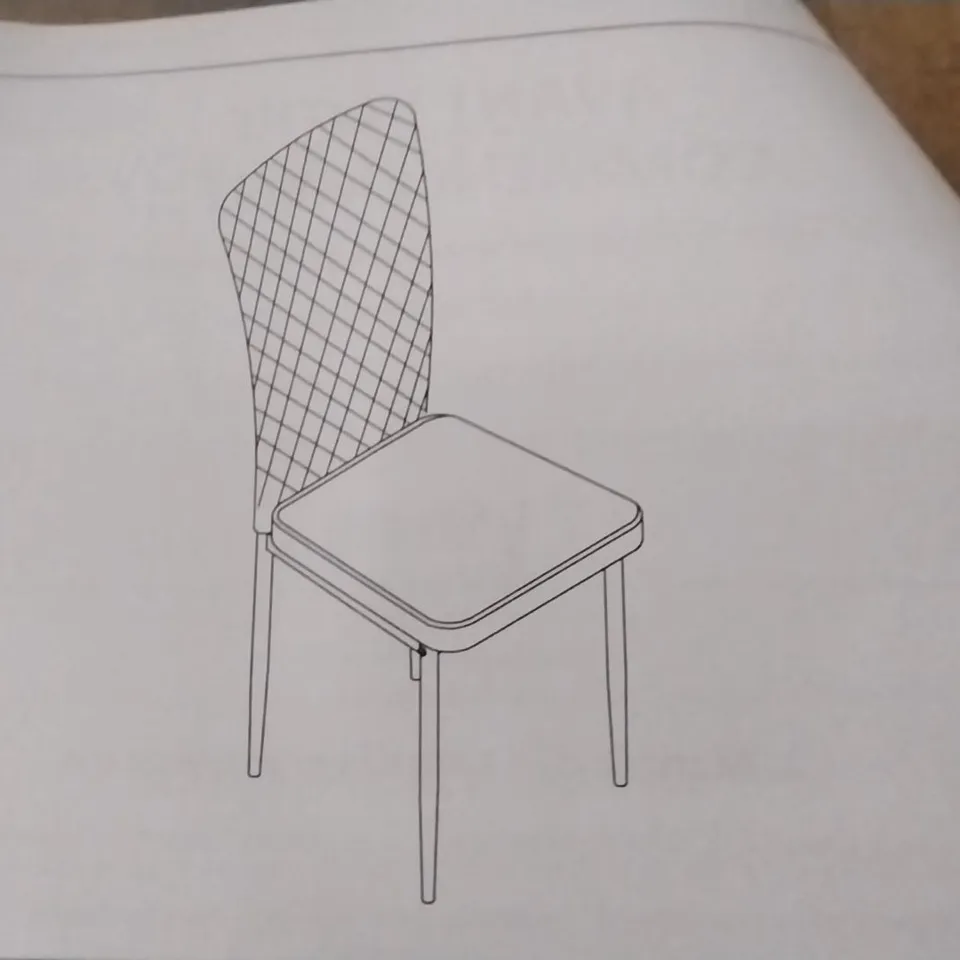 BOXED SET OF 4 GREY LEATHER DIAMOND BACK DINING CHAIR
