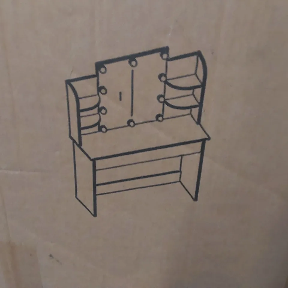 BOXED DRESSING TABLE WITH MIRROR - WHITE 