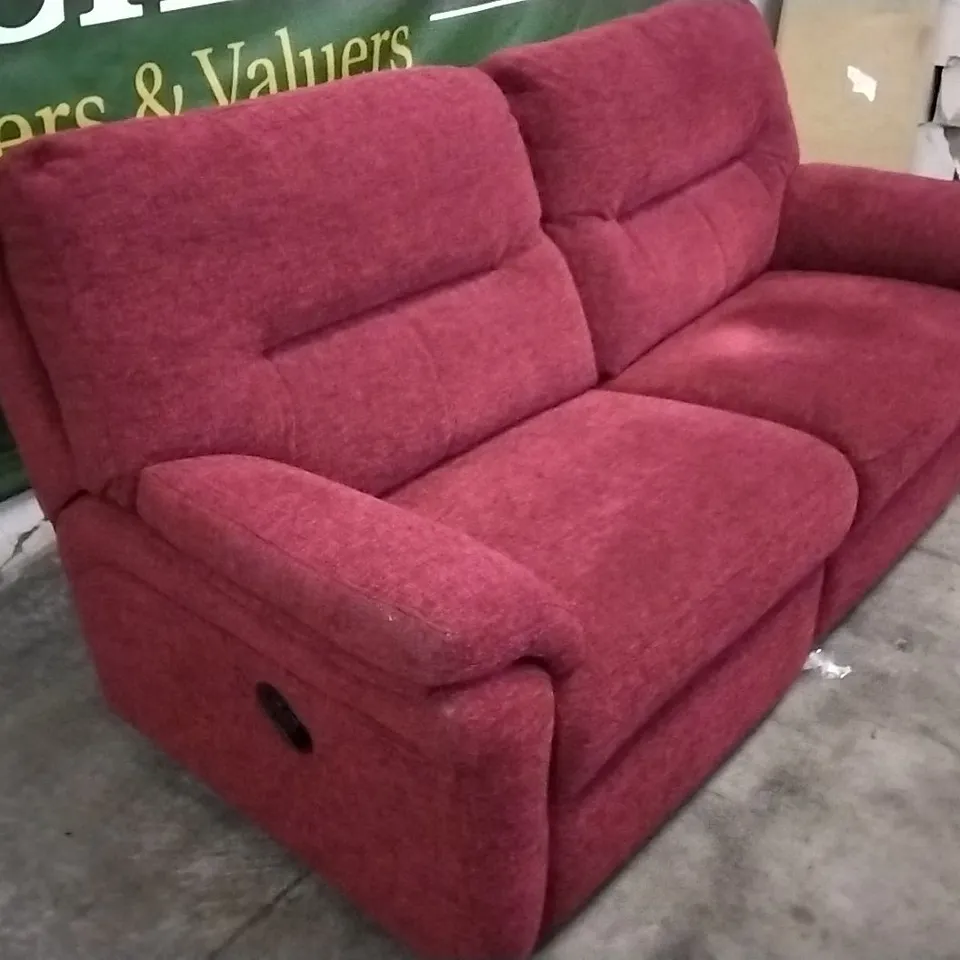 QUALITY BRITISH DESIGNED & MANUFACTURED G PLAN SEATTLE 3 SEATER MANUAL RECLINER SOFA RUSH CLARET FABRIC