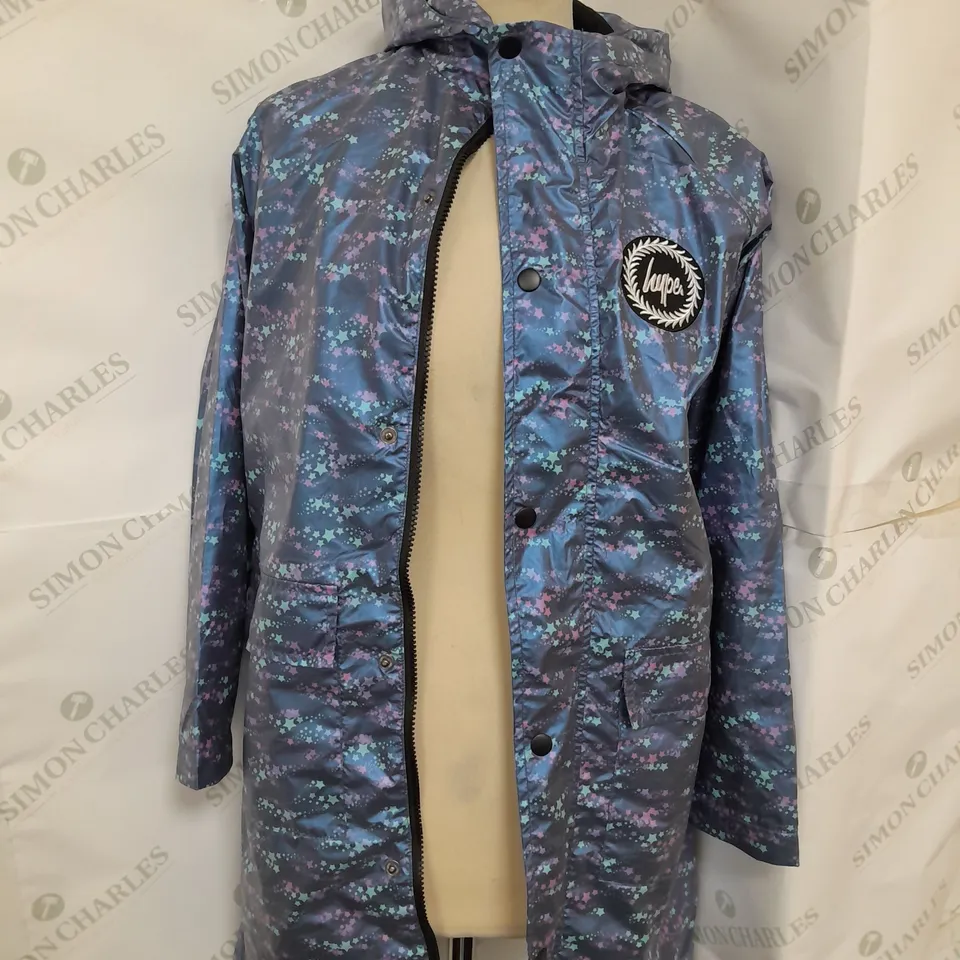 HYPE GIRLS LONGLINE BLACK STAR FADE RAINCOAT - 7-8YEARS