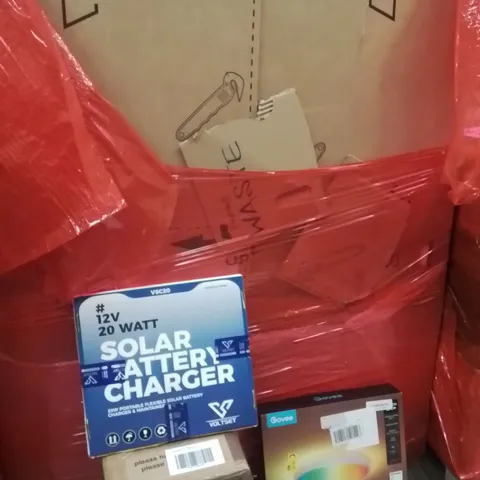 PALLET OF ASSORTED HOUSEHOLD GOODS AND PRODUCTS TO INCLUDE;GOVEE CEILING LIGHT,SOLAR BATTERY CHARGER,AIR COOLER