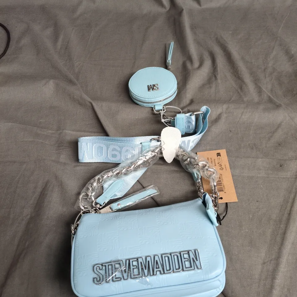 STEVEN MADDEN LIGHT BLUE CROSSBODY BAG WITH MATCHING ROUND COIN PURSE
