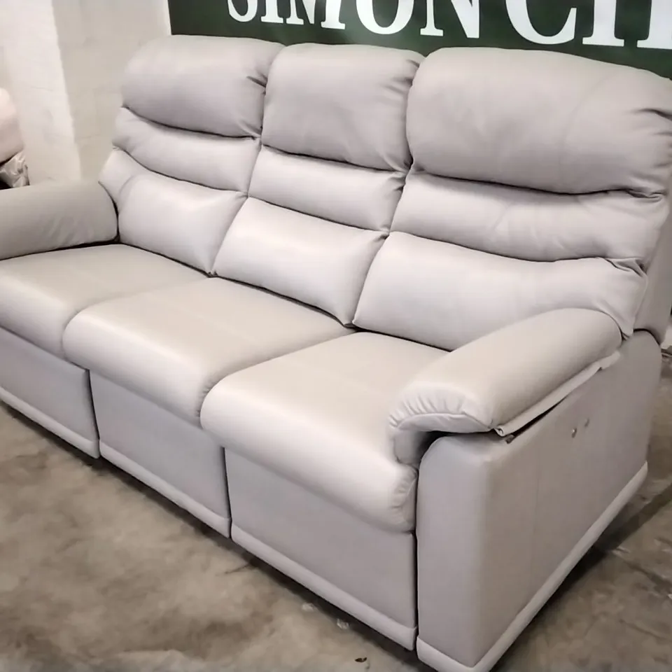 QUALITY BRITISH DESIGNED & MANUFACTURED G PLAN MALVERN 3 SEATER POWER RECLINER SOFA CAPRI MIST LEATHER