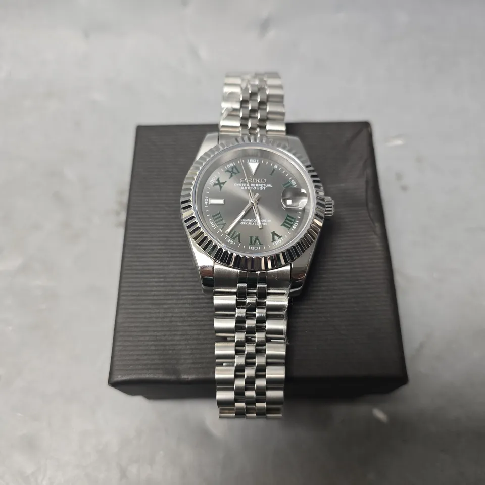 SEIKO DATEJUST GREY DIAL WATCH 