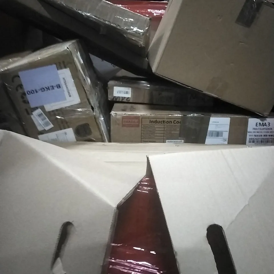 PALLET OF ASSORTED ITEMS INCLUDING- CEILING FAN WITH LIGHT, YOGA MAT