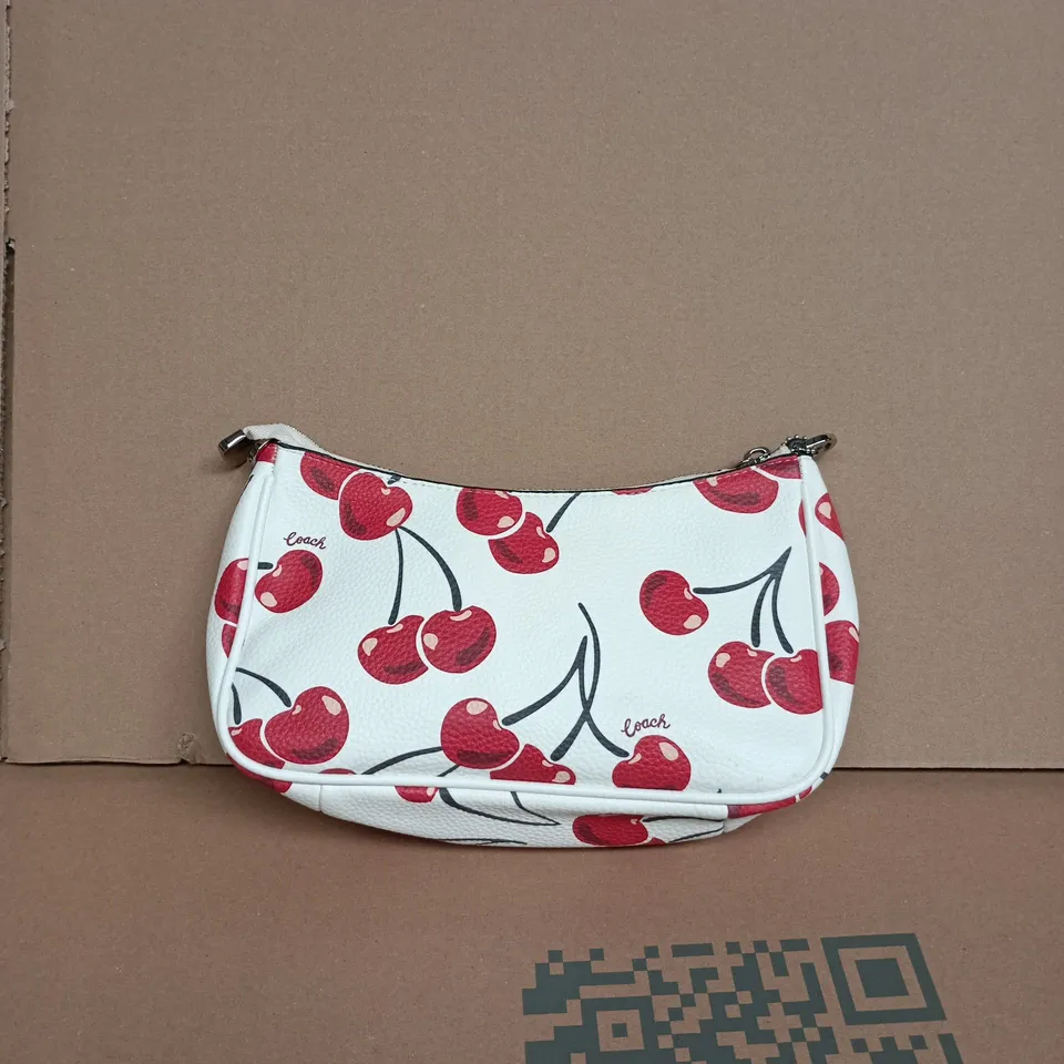 Coach Cherry Print Leather Wristlet – White