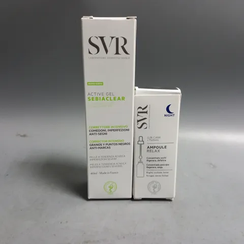 2 BOXED SVR BEAUTY PRODUCTS TO INCLUDE EYE CONCENTRATE 15ML, ACTIVE GEL SEBIACLEAR 40ML 