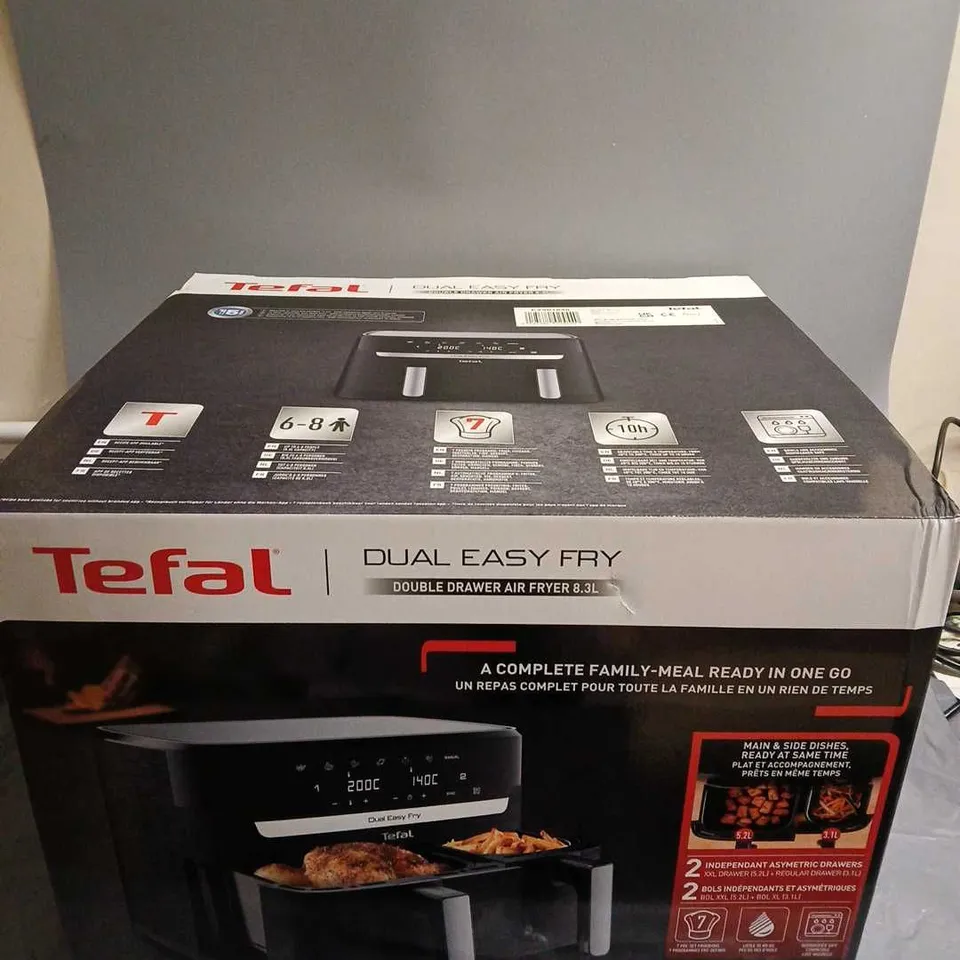 BOXED TEFAL DUAL EASY FRY AIR FRYER