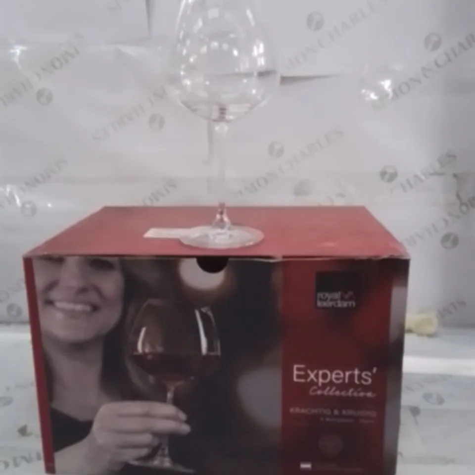 BOXED ROYAL LEERDAM WINE GLASSES APPROXIMATELY 6