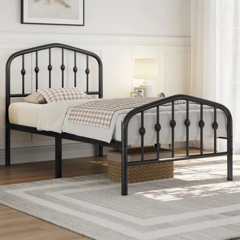 BOXED COLOR & SIZE METAL BED WITH ARCHED HEADBOARD AND FOOTBOARD