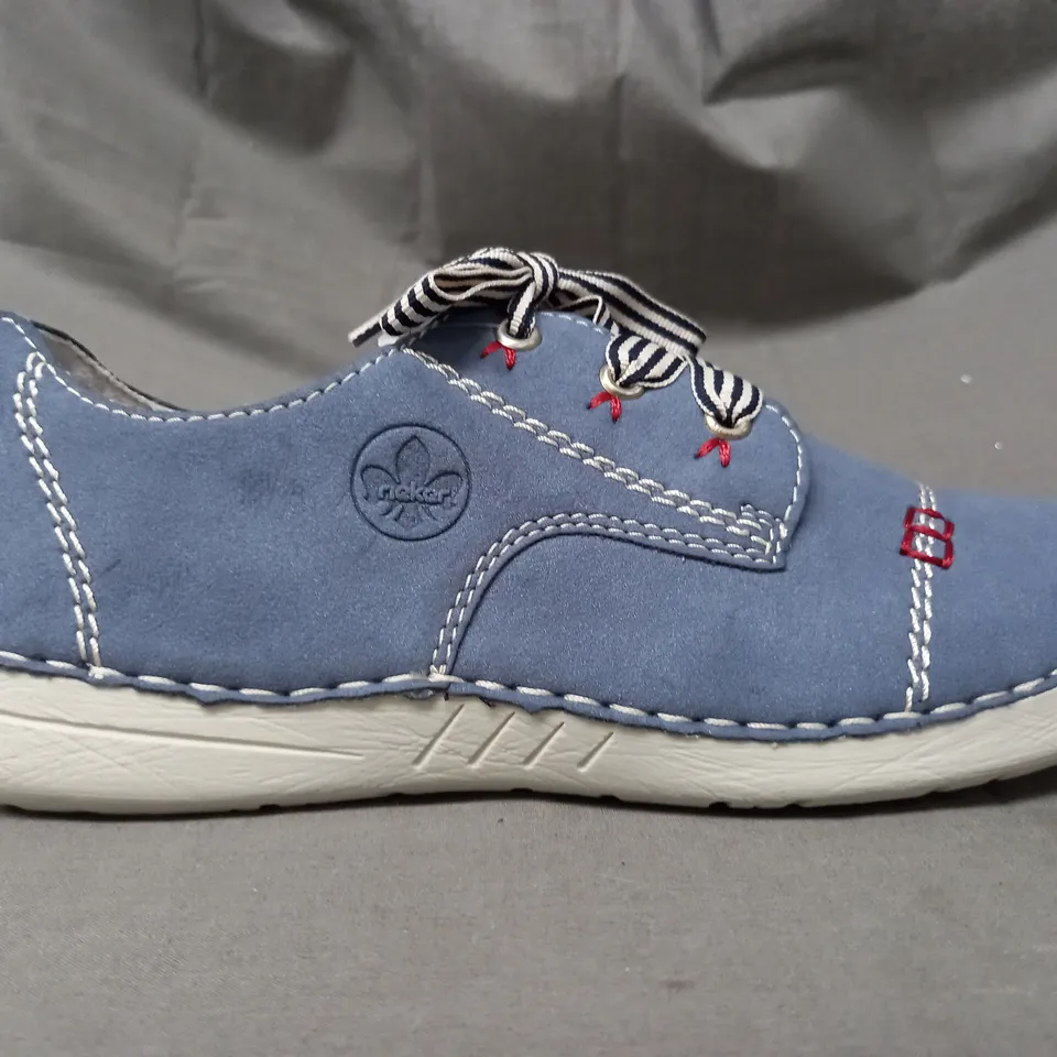 BOXED PAIR OF RIEKER TRAINERS IN BLUE SIZE 6.5