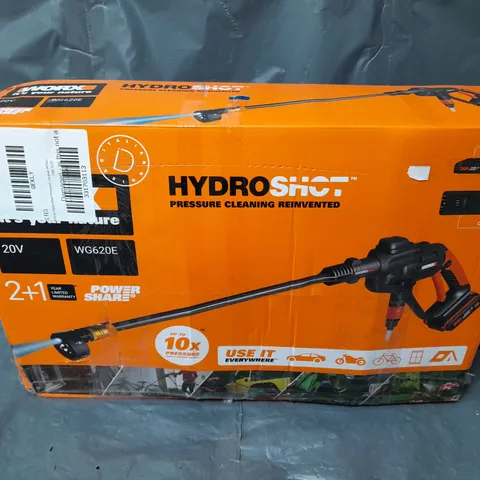 BOXED WORX CORDLESS HYDROSHOT PRESSURE CLEANER WG62