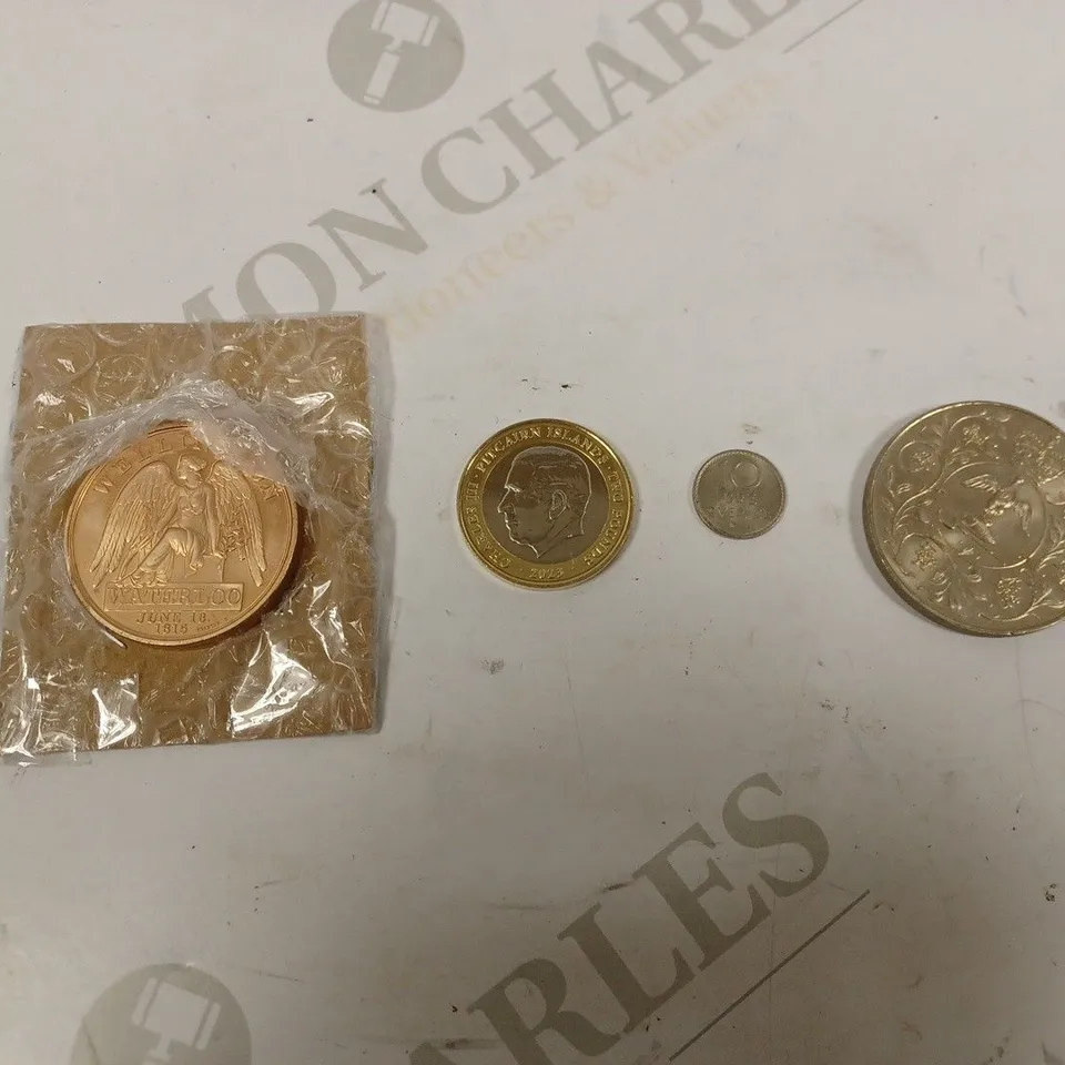 BOX TO CONTAIN APPROX. 9 X ASSORTED HISTORICAL & COLLECTABLE COINS. DESIGNS AND CURRENCIES VARY