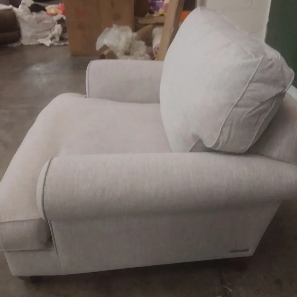 LOUNGE CO MADE AND MANUFACTURED ARMCHAIR - LIGHT GREY FABRIC 