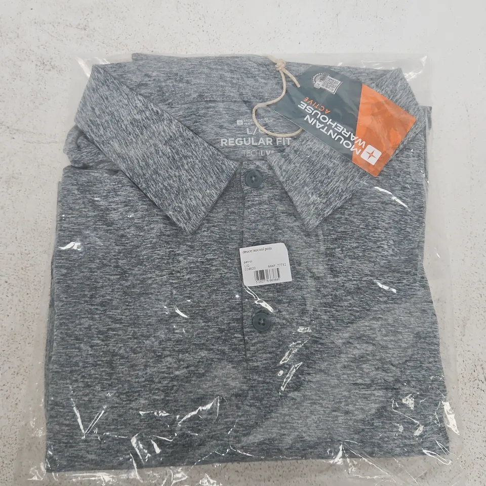 BAGGED MOUNTAIN WAREHOUSE DEUCE ISOCOOL POLO IN PETROL GREY - LARGE