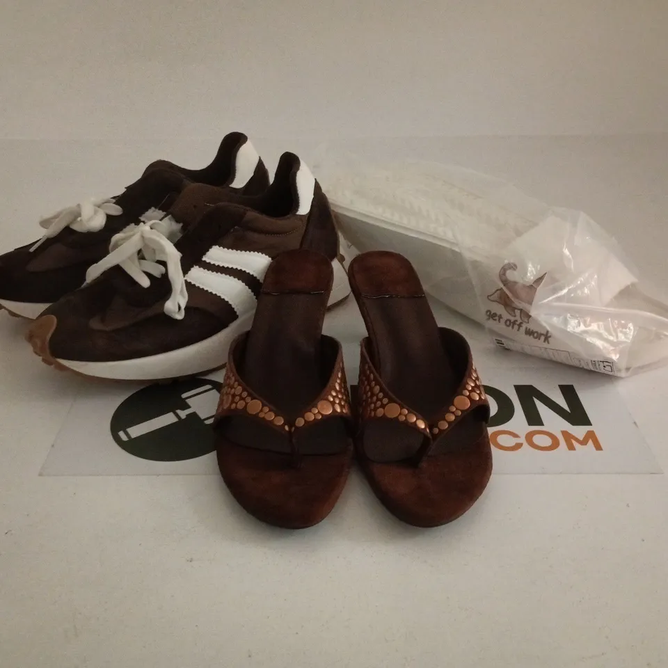BOX OF APPROXIMATELY 20 ASSORTED FOOTWEAR ITEMS OF VARIOUS SIZES AND STYLES TO INCLUDE TRAINERS, SANDALS ETC
