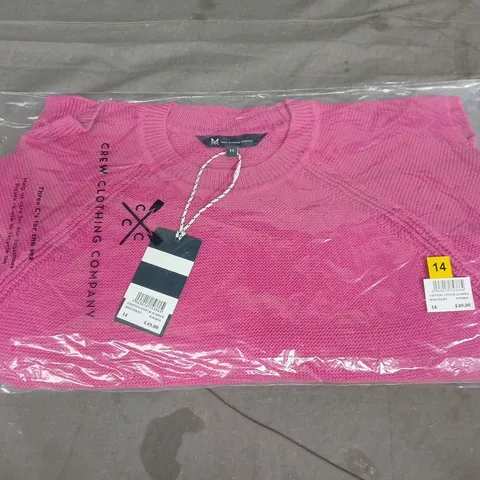 BAGGED CREW CLOTHING COTTON STITCH JUMPER IN PINK - 14