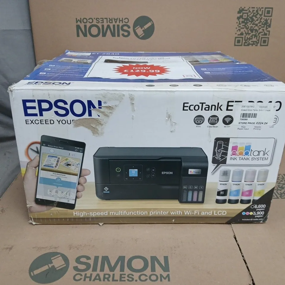 EPSON ECO TANK 3-IN-1 INKJET PRECISIONCORE ET-2840 WITH AIRPRINT