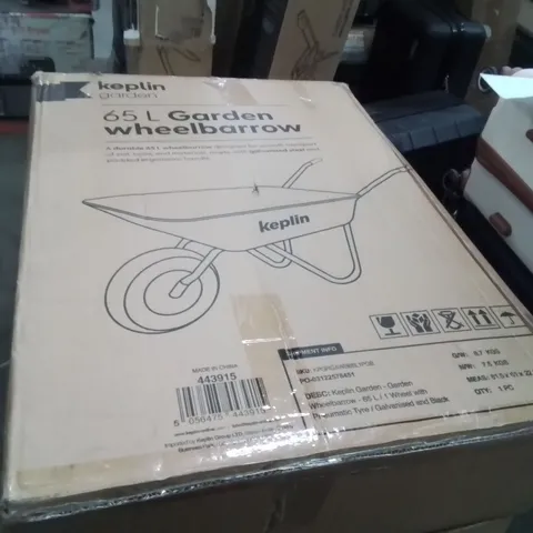 BOXED KEPLIN 65L GARDEN WHEELBARROW 