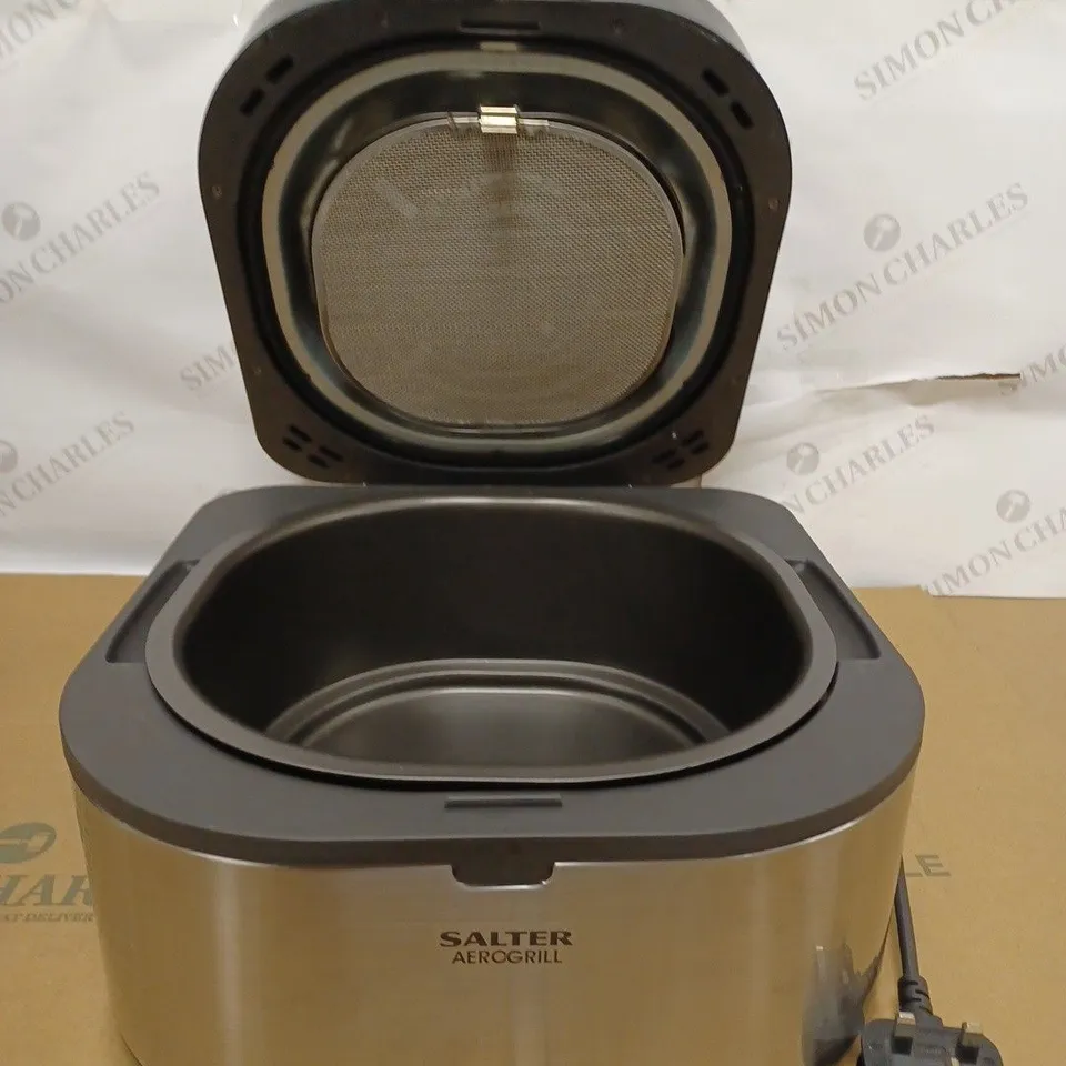 SALTER EK4549 AEROGRILL WITH TEMPERATURE PROBE & GRILL PLATE, 5 IN 1 TABLETOP MULTICOOKER & HEALTHY GRILL MACHINE, INDEPENDENTLY AIR FRY, ROAST, GRILL, BAKE & DEHYDRATE, LED DIGITAL DISPLAY, 1750W