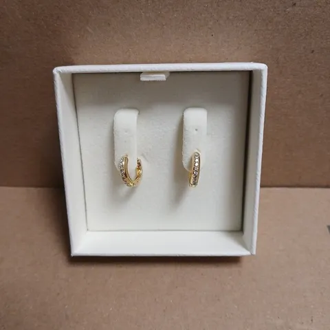 SWAROVKSI GOLD-TONE PAVÉ HOOP EARRINGS – SMALL HOOPS, PRESENTATION BOX
