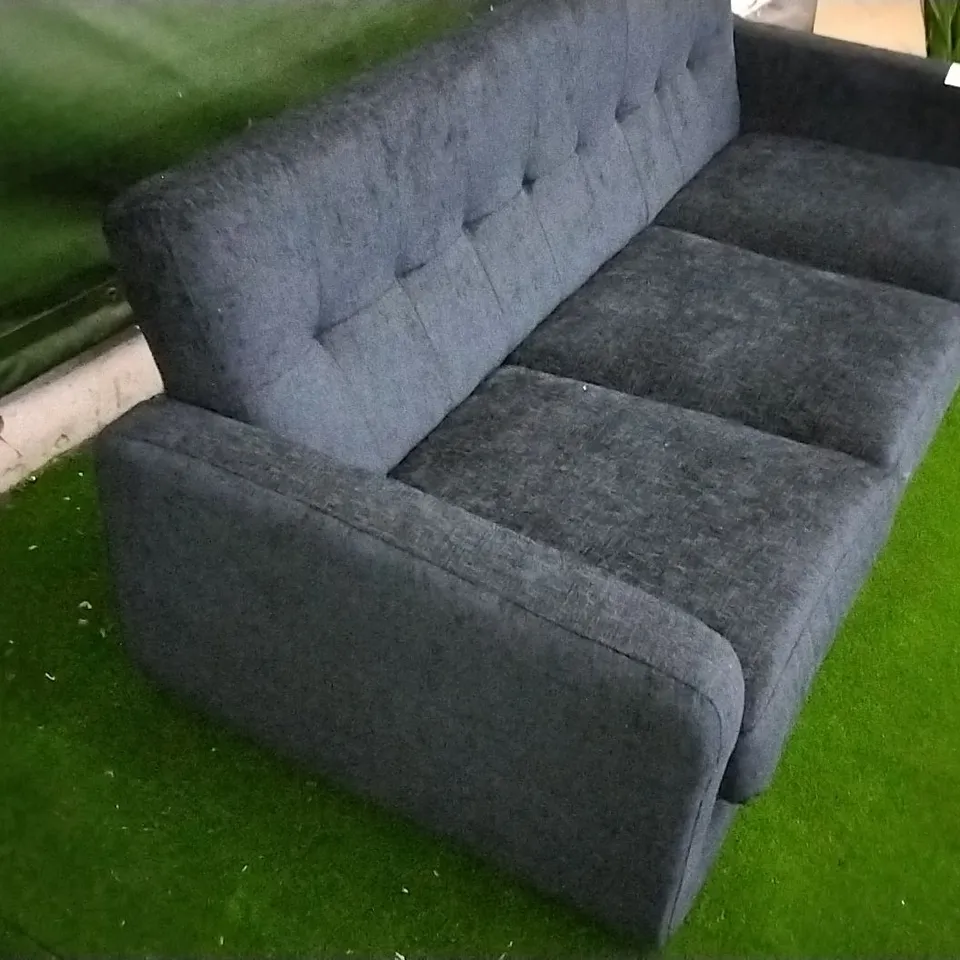 DESIGNER BLACK FABRIC THREE SEATER SOFA