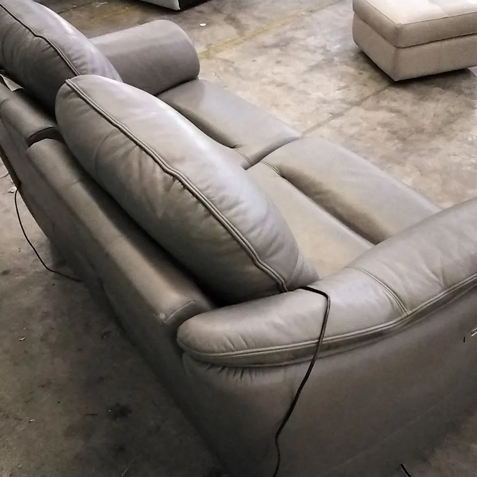 QUALITY BRITISH DESIGNED & MANUFACTURED G PLAN GREY LEATHER 3 SEATER ELECTRIC  RECLINING SOFA