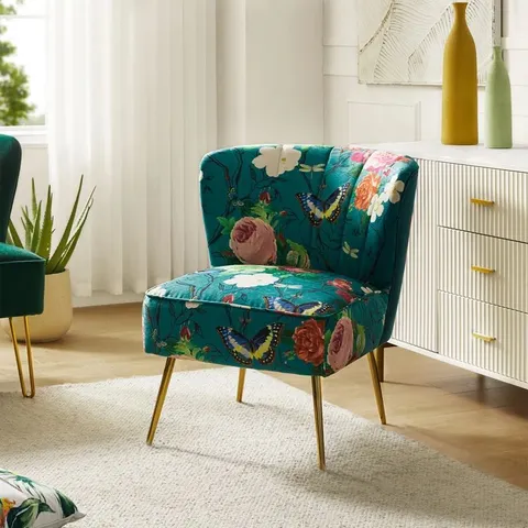 BOXED AMATA ARMLESS ACCENT CHAIR - BLUE (1 BOX)