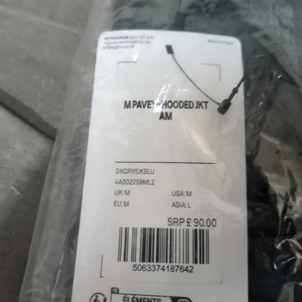 BAGGED BERGHAUS HOODED JACKET – NAVY/GREY, UK M (WITH TAGS)