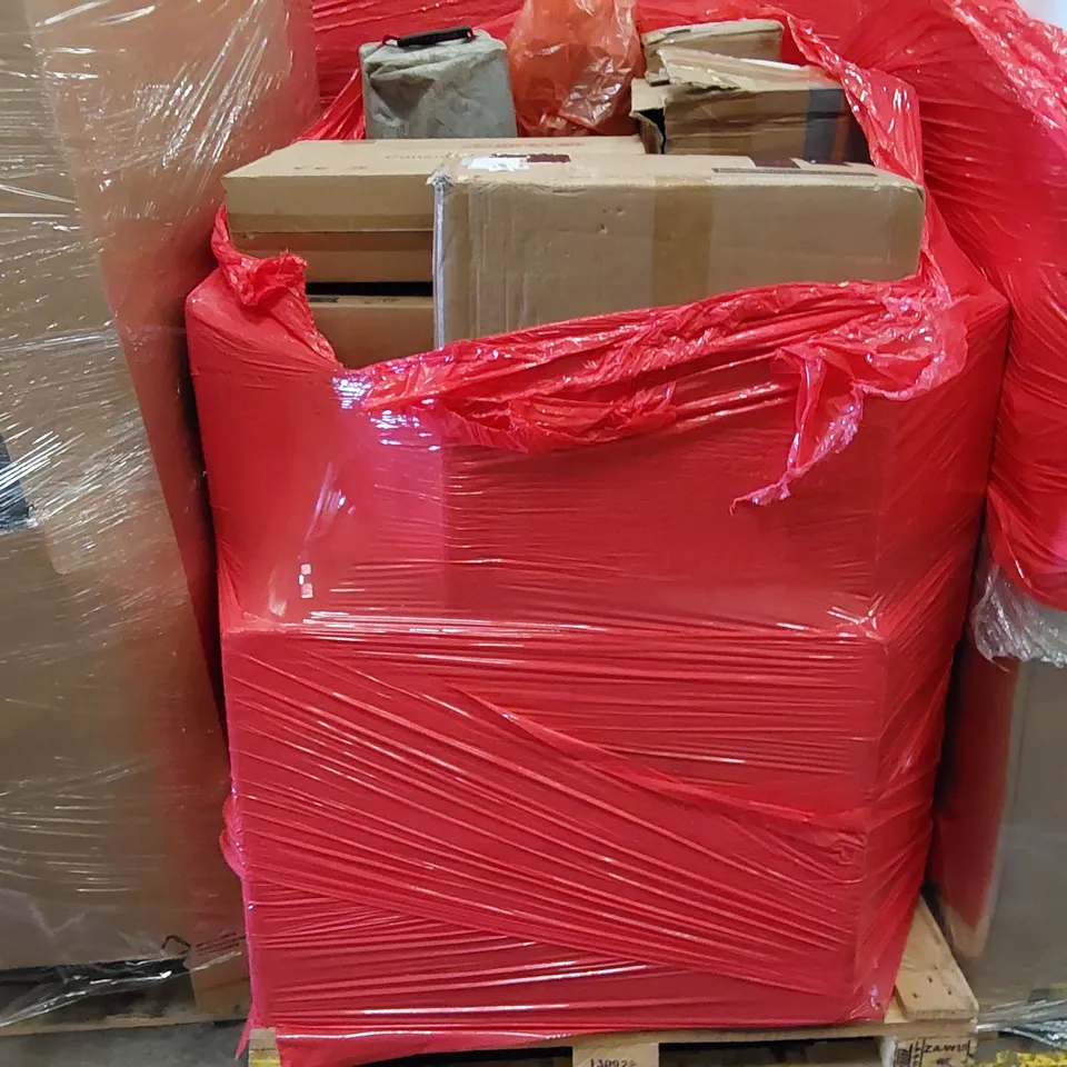PALLET OF ASSORTED ITEMS INCLUDING: ELECTRICALS, FURNITURE AND PET EQUIPMENT 
