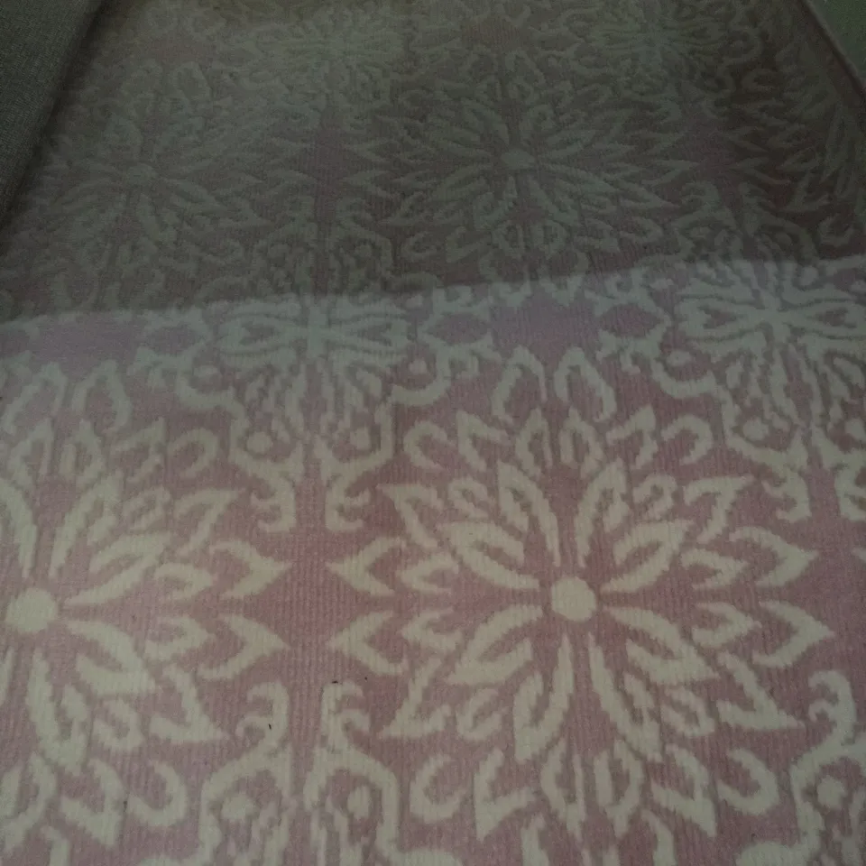 FLORAL IVORY/PINK RECTANGLE RUG 120X180CM
