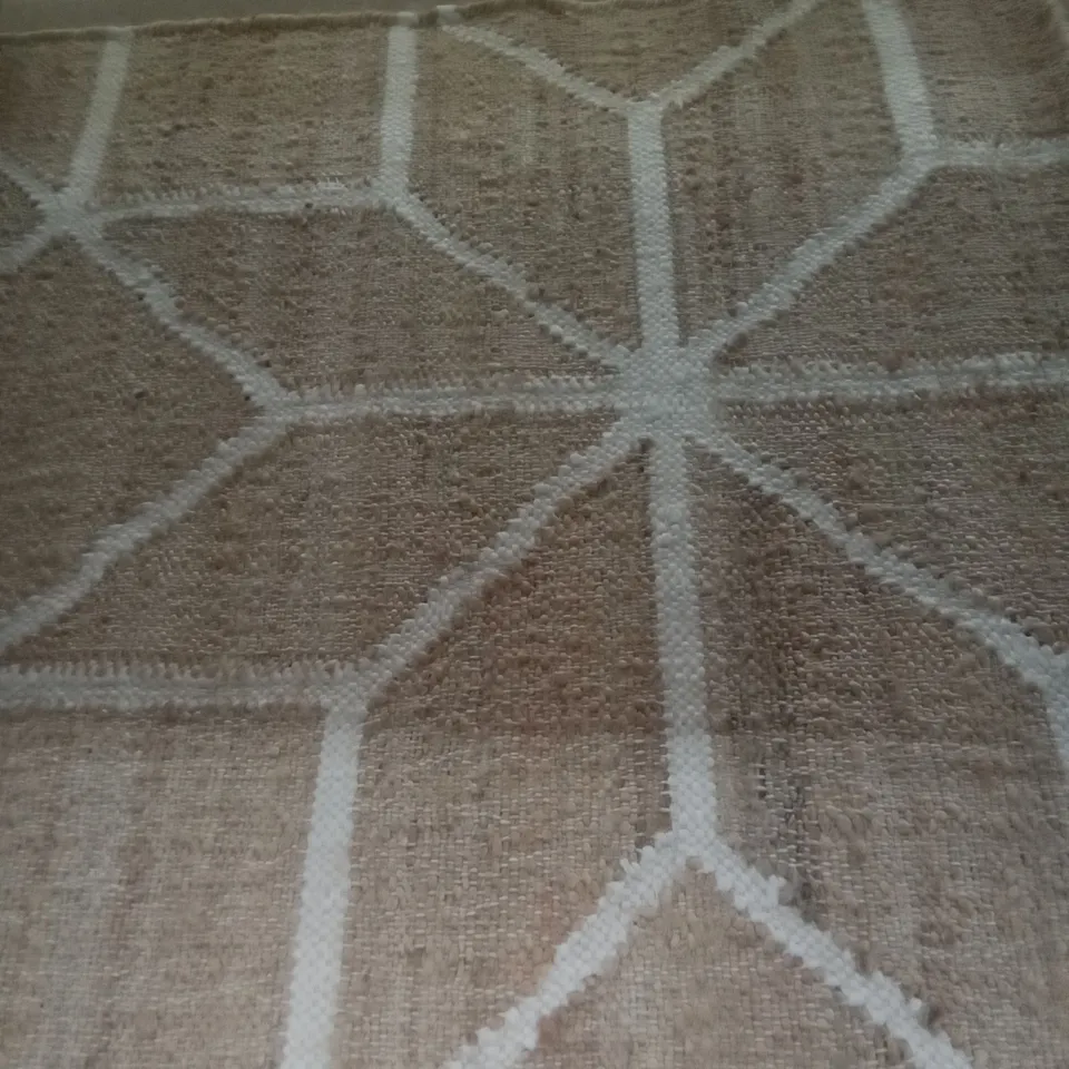 HANDWOVEN BEIGE GEOMETRIC NATURAL RUG 60X240CM