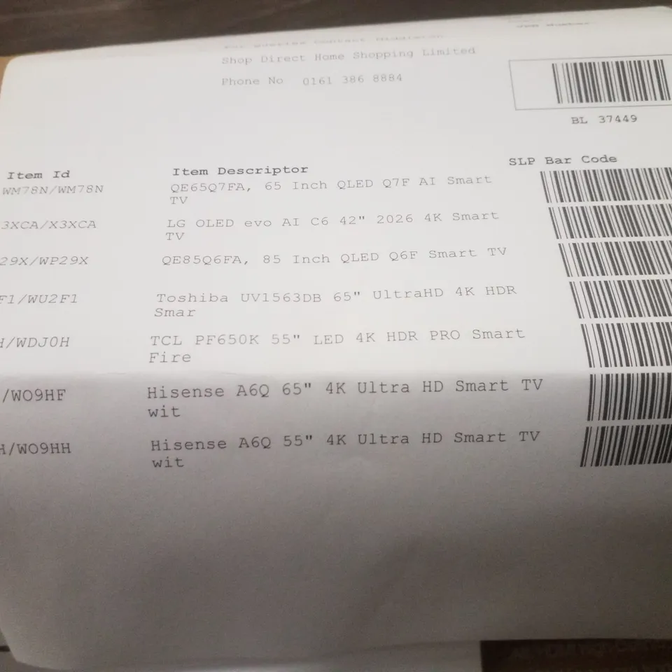 PALLET CONTAINING 7 ASSORTED DAMAGED TVS